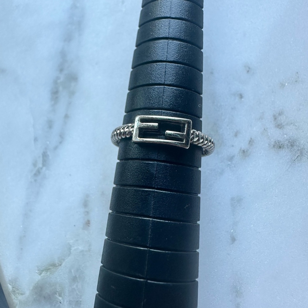 Fendi Silver Logo Ring - image 6